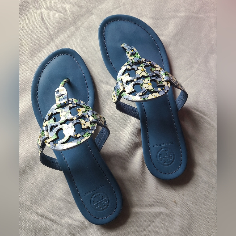 Tory Burch Miller 7.5 Blue Terrace Ditsy